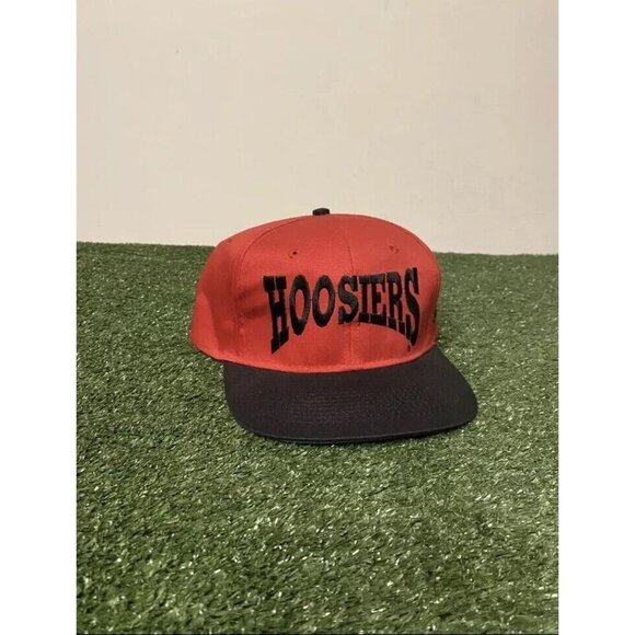 vintage Indiana Hoosiers hat cap snap back black red football spell out 90s mens - Picture 2 of 12
